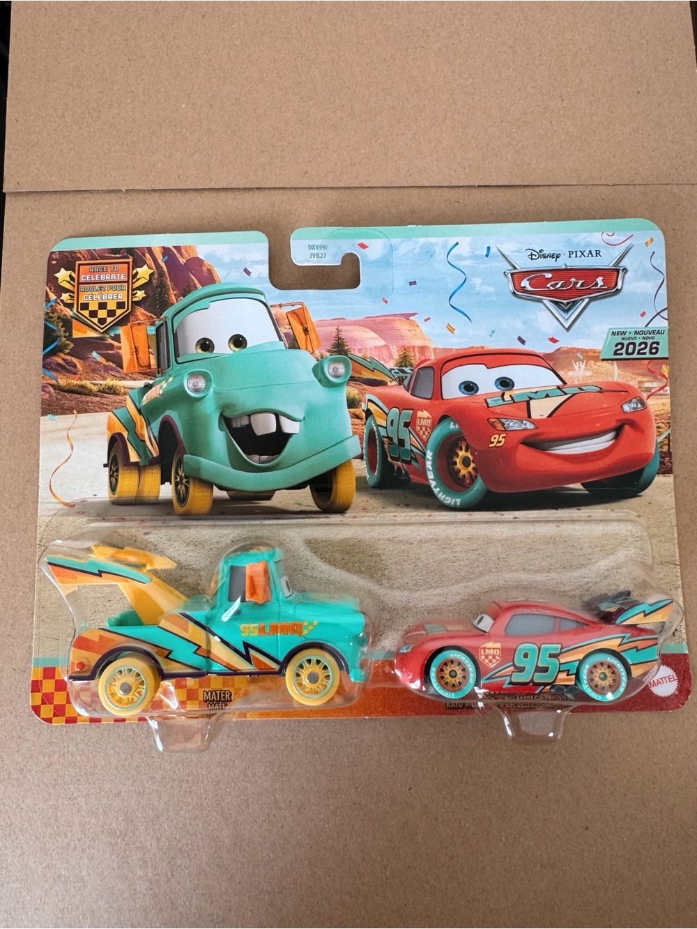 Disney Pixar Cars Mater & Lightning McQueen Race to Celebrate Mattel New Sealed